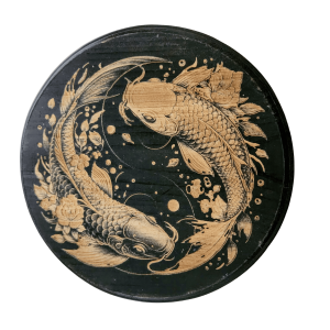 Round Wood Engraved Hanging Décor